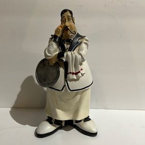 10"H Chef Serving Statue Dining Room Accessory Decoration Figurine